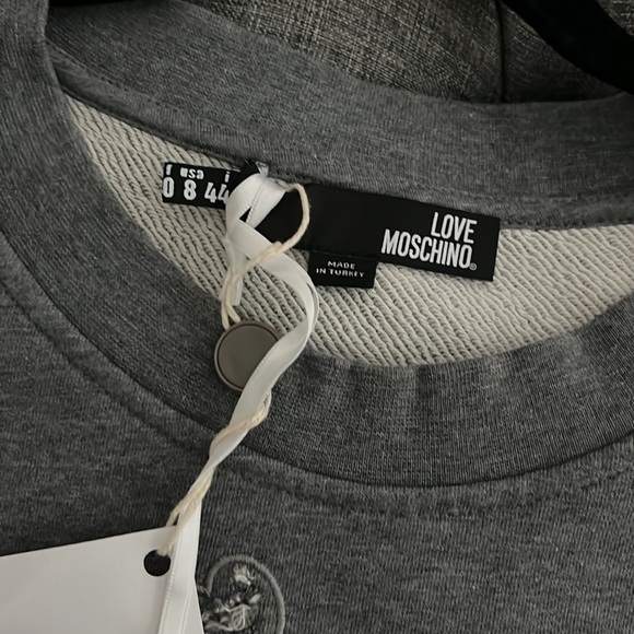 Love moschino womens grey sweatshirt tunic M/L US 8 new with tags nwt - Picture 4 of 8